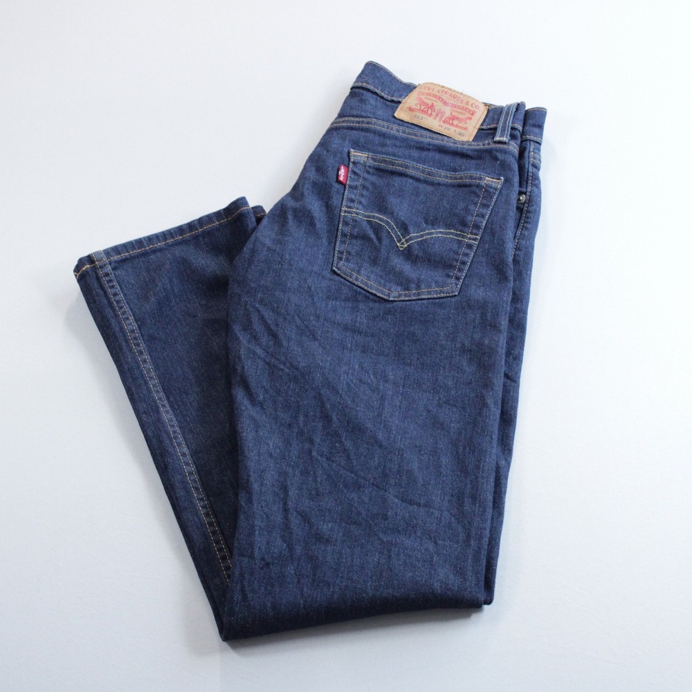 Levis 513 Slim Straight Jeans Mens 29x30 Dark Wash Blue Denim